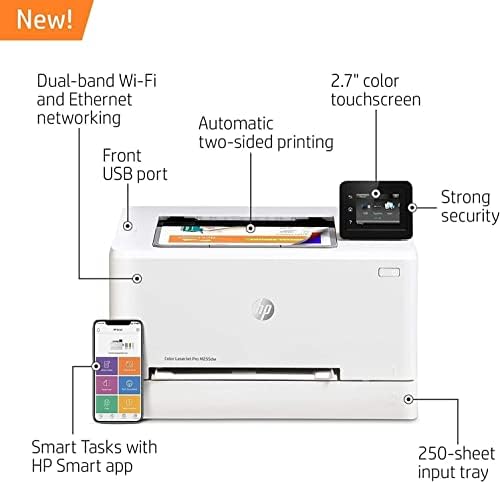HP Color Laserjet Pro M255DW безжичен ласерски печатач со една функција, бела - 22 ppm, 600 x 600 dpi, 8,5 x 14, автоматско дуплекс