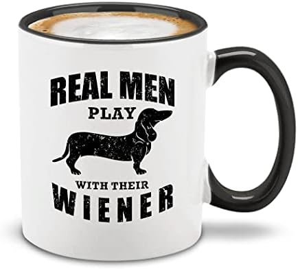 Shop4ever® вистински мажи играат со таму Wiener керамичко кафе кригла смешно дахшунд Вајнер куче тато подарок