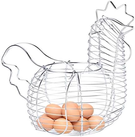 Кабилок Гроздобер Декор Корпа За Складирање Пилешки Јајца Метална Жица Корпа За Собирање Јајца Свеж Држач За Јајца Диспензерот За Јајца Контејнер