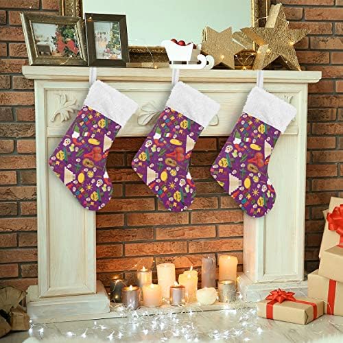 Пимилагу Лат стил Виолетова Божиќна чорапи 1 пакет 17,7 , виси чорапи за Божиќна декорација