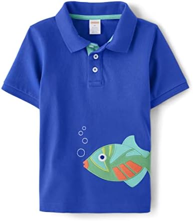 Gymboree, and Toddler Shorte Releve Polo кошула, морска риба, 12-18 месеци