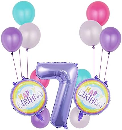 Балони, Виолетови Балони Забава Материјали 7-Ми Роденден Балон, 32 Голема Големина Виножито Број 7 Балон Сет Партија Материјали 7-Ми
