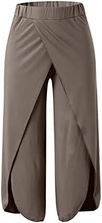 Womenените удобни панталони пантацо широки панталони за нозе летни лабави панталони со дишење панталони едноставни панталони со џеб