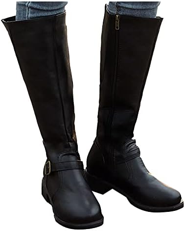 Чизми за жени широка ширина мешани чизми високи женски потпетици големина рамни бои чевли патент за одмор големи женски чизми женски кратки
