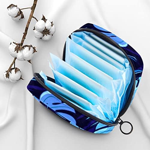 Тропски сини лисја санитарна торба за складирање на салфетки, менструална подлога торба за гаќички, држач за тампон женски производ