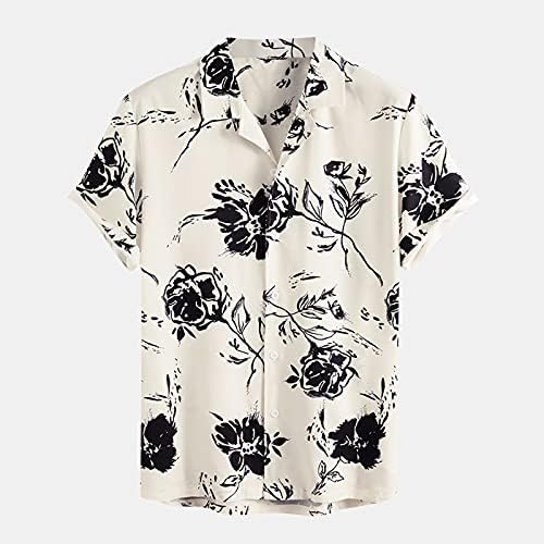 XXBR Менс Хавајски кошули со кратки ракави со кратки ракави и миење печатено летно кошула летно копче надолу гроздобер лабава плажа врвови