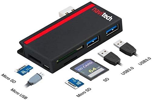 Navitech 2 во 1 лаптоп/таблет USB 3.0/2.0 HUB адаптер/Micro USB влез со SD/Micro SD -читач на картички компатибилен со Lenovo IdeaPad