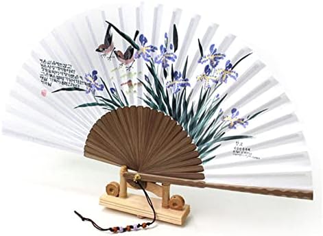 Корејски Традиционален Бамбус Ханџи Рачен Вентилатор Нориги Голем Преклопен Подарок Ирис