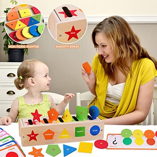 LOVEFELLBAG Montessori Играчка боја&засилувач;Форма Сортирање Учење Појавување Кутија&засилувач;Риболов 2-во-1 За Мали Деца
