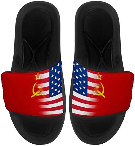 ExpressitBest Pushioned Slide -On Sandals/Slides за мажи, жени и млади - Flag of USSR - SSSR Flag