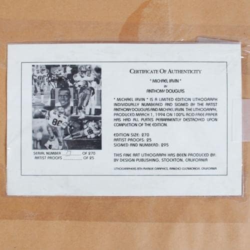 Мајкл Ирвин потпиша литографски приказ каубои LE 79/270 - COA - Автограмирана НФЛ уметност