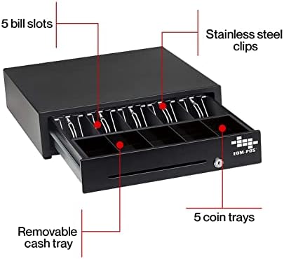 Фиока за фиоки за тешки каса EOM-Pos + печатач за термички прием + скенер за баркод [црно] не за квадрат