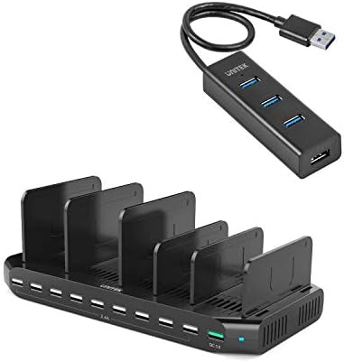 [Пакет] 4-ПОРТА USB 3.0 Центар Долг Кабел 48-инчен Со Микро USB Порта за Полнење &засилувач; QC3. 0 Станица За Полнење За Повеќе Уреди