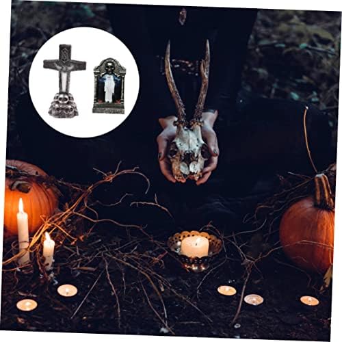 Toyvian LED надгробна плоча од надгробна плоча LED декор DIY украс на отворено декор за Ноќта на вештерките, надгробна плоча, прогонувана куќа
