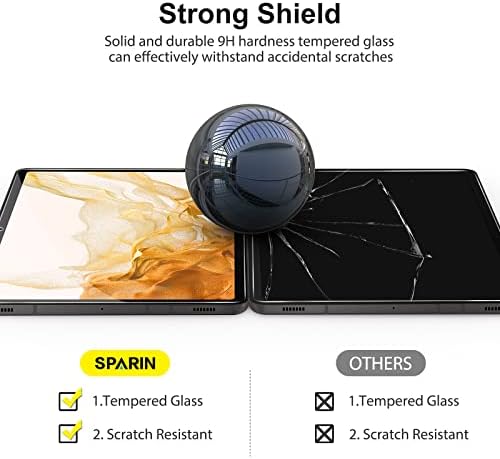 Sparin [2 пакет] Заштитник на екранот за Samsung Galaxy Tab S8 Plus 2022/Tab S7 Fe 5G/Tab S7 Plus, 9H цврсто калено стакло со S пенкало