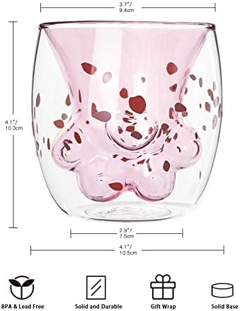 Шенгонг симпатична чаша за мачки од мачка розова цреша печатена шепа кригла мачка стапало нозе Клау печатење двоен wallид изолирани