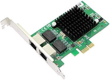 Cerrxian Dual Port Gigabit Ethernet PCI Express PCI-E 1x слот мрежен картичка NIC 10/1 100/1000 Mbps со заграда со низок профил за