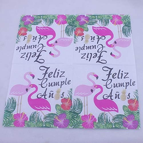 100 Пакет Тропски Цвеќиња Фламинго Печатење Хартија Салфетки Елегантен Коктел Салфетки 2-Слоја Ручек Салфетки За Еднократна