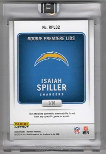 Исаија Спилер RC SP Relic 2022 Panini Instant RPS капаци 1/1032 Chargers MT-MT+ NFL фудбалски дебитант премиера меморија