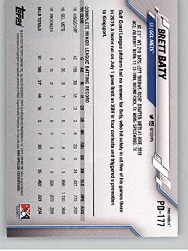 2020 TOPPS PRO DEBY PD-177 BRETT BATY RC DOBICIE GCL METS картичка за тргување со бејзбол