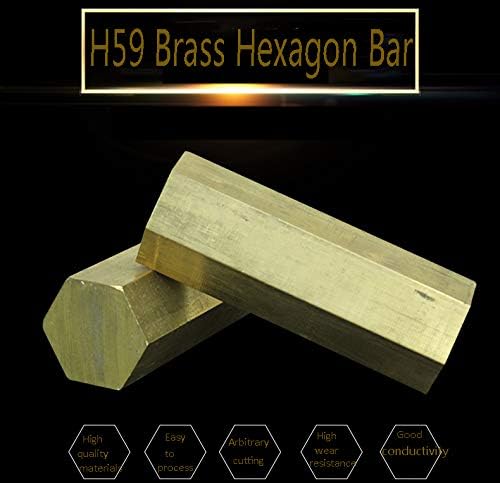 XMRISE H59 BRASS HEXAGON BAR RODS се држи цврст хексагонален модел Cu правејќи метални материјали за метални материјали Hex DIY должина500mm, спротивна