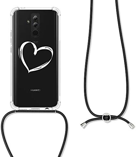 Cwmobile Crossbody Case компатибилен со Huawei Mate 20 lite Case Case - Brushed Heart Blay/Transparents