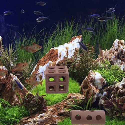 Mipcase Аквариум засолниште Керамичко одгледување карпа: 4 парчиња рибини резервоари за ракчиња за живеалишта на живеалишта за скривање за