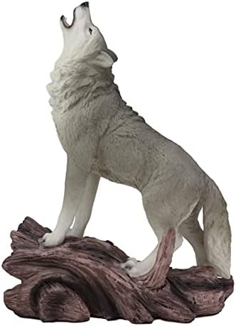Подарок за еброс Големи плачења на ноќта завивајќи алфа сива волк статуа 12 висока мистериозна месечина, молејќи волци тотем дух колекција