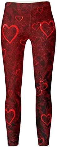 Iius Valentines Day Healsенски женски loveубов печати високи половини за трчање јога хеланки меки четки за вежбање фитнес панталони