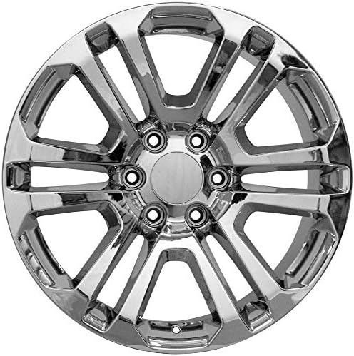 OE Wheels LLC 20 инчи бандажи одговара на Chevy Silverado Tahoe Sierra Yukon Escalade CV99 Chrome 20x9 бандажи Goodyear LS2 гуми поставени