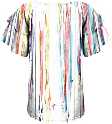 Врвови за жени летна мода 2023 година, слоевит ракав симпатична блуза лажичка вратот плажа Обични кошули Нова вратоврска боја маица за боја