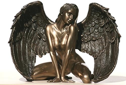 Бронзена завршница колена гола крилеста женска статуа