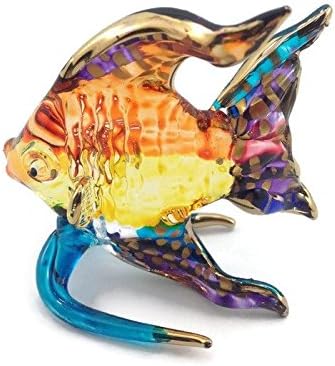 2 висока ангелска риба разнесена стаклена фигура Минијатурна животинска аглиш кристална аквариум фигура декор статуа рачно изработена