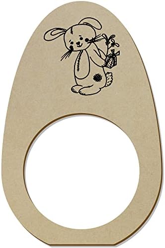 Azeeda 5 x 'Bunny со подароци' Дрвени прстени од салфетка/држачи