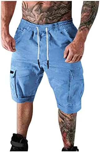 Машки шорцеви за мажи летни обични обични џебови на отворено крпеници, спортови алатки за алатки панталони