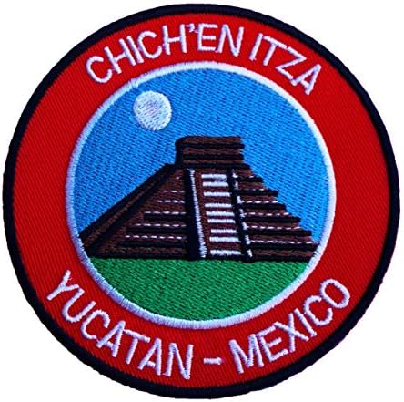 Чичен itza yucatan mexico patch везена железо / шијте на значка за патеки за патеки за патеки за патеки