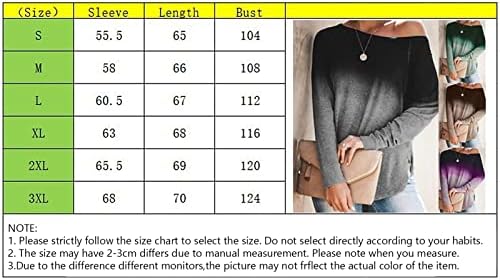 Womenените зимски долги ракави градиентни елементи врвни преголеми тенок рамо на рамото пуловер во боја на тунична маичка во боја