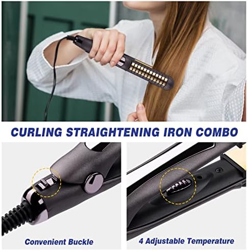 Nihome 2-во-1 зацрвнувач на коса и Curler Professional Multi-Styler Flat Iron за сите фризури, Универзален 110V/220V двоен напон Интелигентни