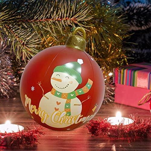 HHMEI Божиќни декори топка - 24 инчи за декорација топка на отворено Божиќно украсена топка со градежни предводи за хиристама