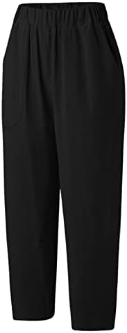 Xiloccer lенски панталони панталони со суштински обични цврсти бои лабави џебови женски памучни панталони долги панталони