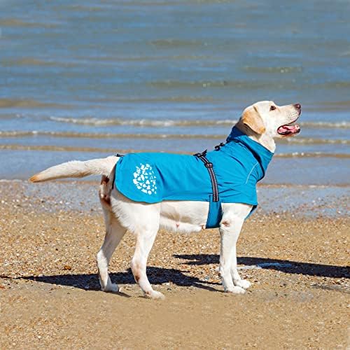 Јакна за кучиња со прицврстувач, водоотпорен елек за кучиња, висока јака ветровизора за лесен пуловер облека за кучиња за големи и