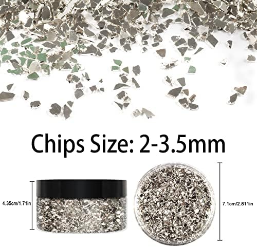 CeyA мелени кристални чипови, 5,3oz/ 150g сребрени мелени стаклени сјајни прегратки Метални неправилни секвенци Скршено стакло