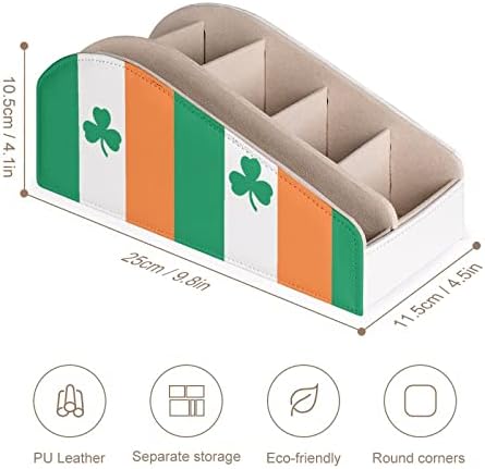 Ирска Шамрок Детелина знаме PU Кожа за контрола на кожни контролни кутии Мултифункционален организатор на работната површина за далечински