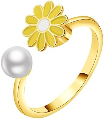 Прстени за венчавки и ангажмани за жени Стерлинг Сребрен Анксиозен прстен за жени прилагодлив отворен кубен цирконија прстен