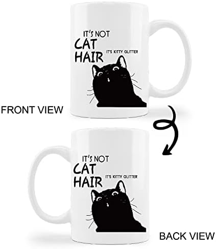 Кунлиса Смешни Ѕиркаат Црна Мачка Кригла Чаша,Тоа Не Е Мачка Коса Тоа Е Писе Сјајот Керамички Кригла-11оз Кафе Млеко Чај Чаша,