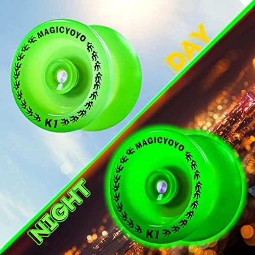 Magicyoyo K1-Plus Green Yoyo Professional Одговор Yoyo за деца, пластика yo yo pro трик јо-јо+12 yoyo жици+ракавица+јојо торба, пакет