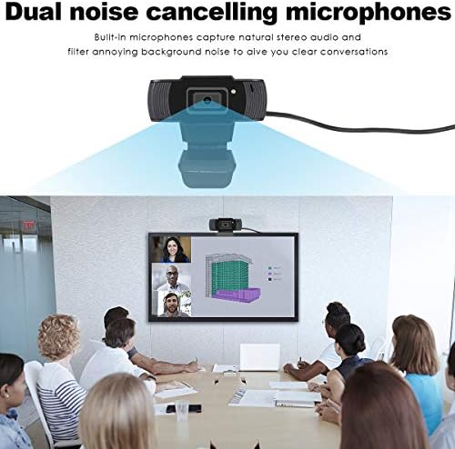 DaMohony Pc Webcam, Full HD 1080p/30fps Видео Повик, Autofocus Веб Камера Со Микрофон, За Десктоп/Лаптоп/Mac, Работи Со Skype,