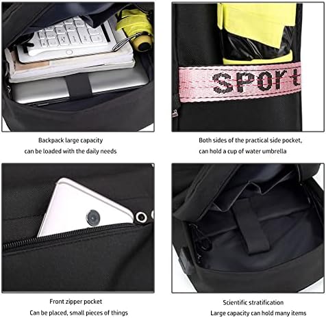 Аниме лаптоп ранец со USB порта за полнење, модна торба Cosplay обичен ранец за патувања