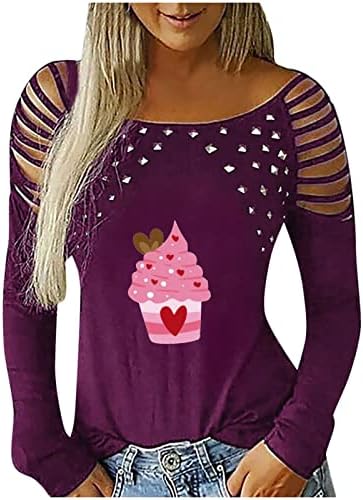 Виолетова блуза е за женско есенско лето 2023 облека трендовски долг ракав памучен екипаж вратот лабав вклопување маичка за бранч 0C 0C XL