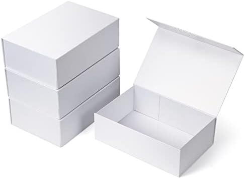 Ditwis 4 Пакување 12x8x4 Бело и 4 Пакување 12x6x4 Црни Кутии За Подароци Со Капаци За Магнетно Затворање, Кутија За Обвивка За Подароци